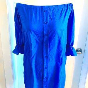🏵$10 ADD ON Off shoulder Blue dress CLEARANCE